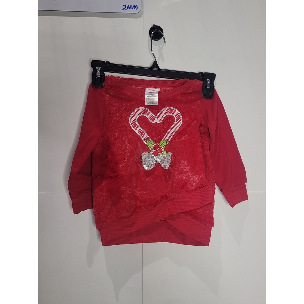 Toddler Girls Nannette Kids Red Christmas/Holiday‎ Sweater, candy cane, size 3T